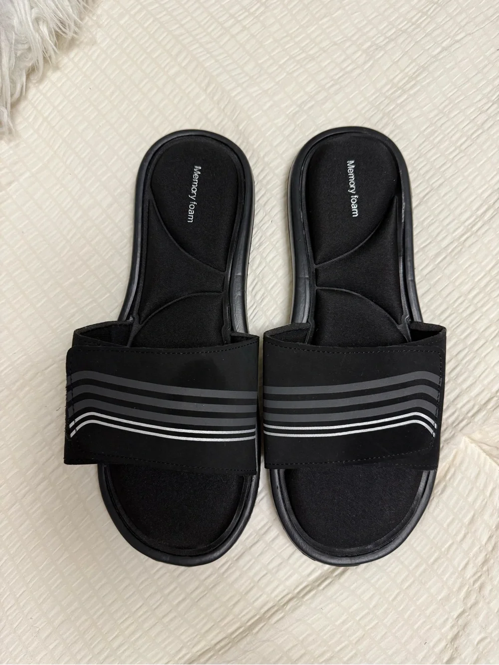 Black Memory Foam Slide Sandals for Women